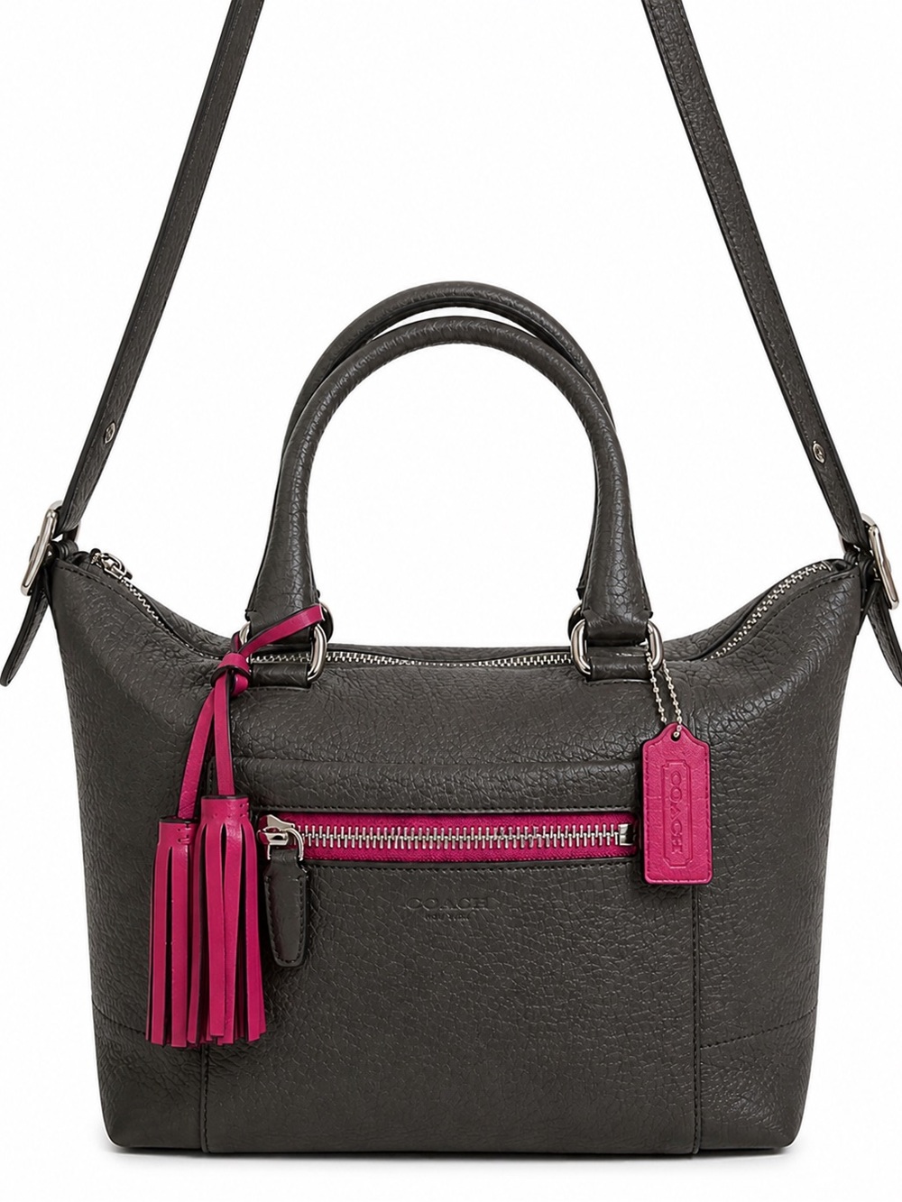 Coach Legacy Molly Leather Satchel shoulder tote leather bag Graphite Gray berry
